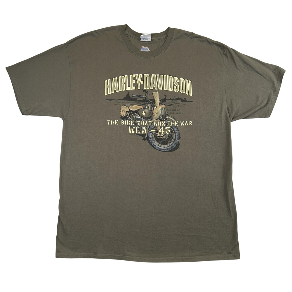 Harley Davidson Shirt Mens 2XL Pearl Harbor WLA-45 Graphic Motorcycle Y2K 2011